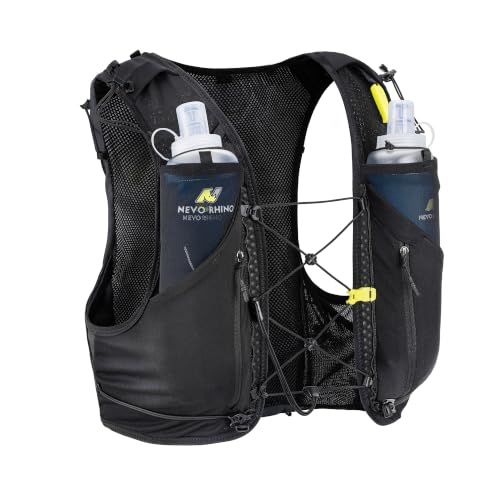 N NEVO RHINO 12L Trail Running Hydration Vest with 2 TPU 500ml Soft Flasks - color: Black, size: Medium