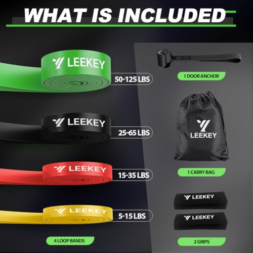 LEEKEY Resistance Bands Set for Pull Up Assistance & Exercise - color: Yellow Multicolor