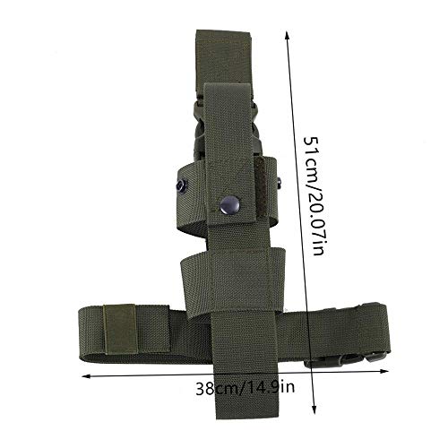 Drop Leg Water Bottle Holster, Pepper Spray Holder Adjustable Thigh Pepper Spray Pouch Open Top Thigh Pouch for Left/Right Leg - color: Green