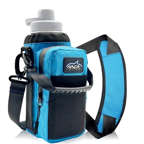 Arca Gear Hydro Carrier 32 oz Small - Insulated Water Bottle Sling w/Carry Handle, Shoulder Strap, Wallet and Two Pouches - The Perfect Flask Accessory - color: Lagoon Blue