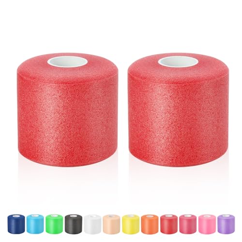 Pre Wrap Athletic Tape 2 Pack, 2.76 Inch x 30 Yards Foam Underwrap, Red - color: Red