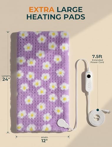 Heating Pad, ALLJOY Cute Heating Pad for Period Cramps & Back Pain, 24"X12" - color: Purple