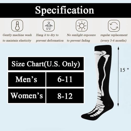 Compression Socks for Women Festival Knee High Socks Calf Stockings - color: Black Bone, size: Large