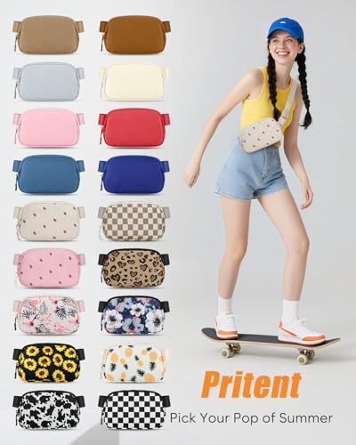 Pritent Fanny Packs for Women Crossbody Belt Bag With Zipper Back Pocket - color: Strawberry Beige, size: Large