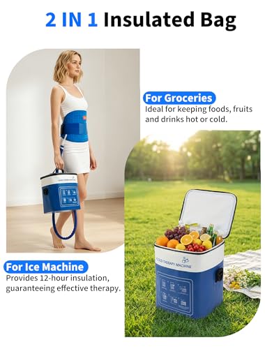 Cold Therapy Machine for Lower Back Pain Relief, Ice Machine with Pressure Regulator, Timer & Temp Display, Cryotherapy Unit with Back Ice Pack for Waist, Lumbar, Sciatic, Herniated Disc, Coccyx Pain