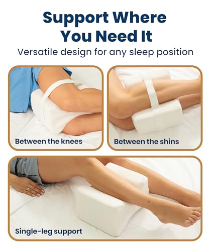Everlasting Comfort Memory Foam Knee Pillow for Side Sleepers – Sciatica Pain Relief Pillow, Removable Strap Support – Leg Pillows for Sleeping Alignment, Knees, Back & Hip Cushion - size: Large