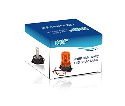 HQRP 360 Degrees 12-100V 30-LED Strobe Light Amber Mini Beacon for Safety Work & Maximum Visibility Truck, Heavy Vehicle, Forklift, Tractor, Golf Cart, Postal Car, Snow Plow etc. - size: Permanent Mount