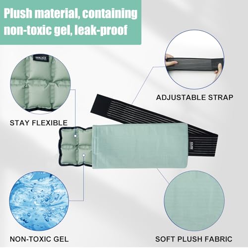 Ice Pack for Injuries Reusable (2-Pack) - Hot & Cold Therapy Gel Pack, Adjustable Cold Compress & Microwaveable Heat Pad for Knee, Ankle, Neck & Elbow Pain Relief