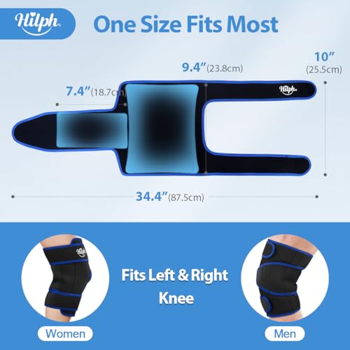 Hilph Knee Ice Pack Wrap, Adjustable Knee Brace with 2 Gel Ice Packs, Black - color: Black