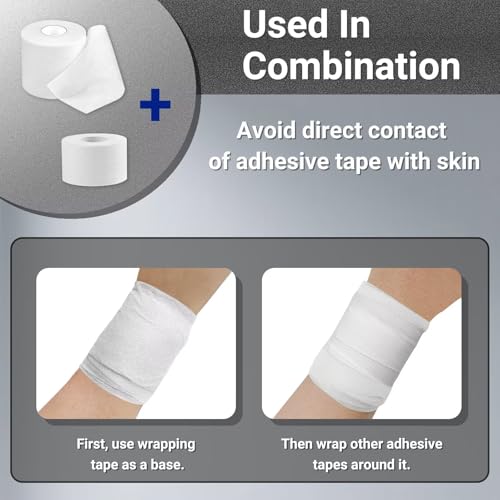 4 Pack Pre Wrap Athletic Tape, Black 2.75" x 29.5 Yards Per Roll - color: Black