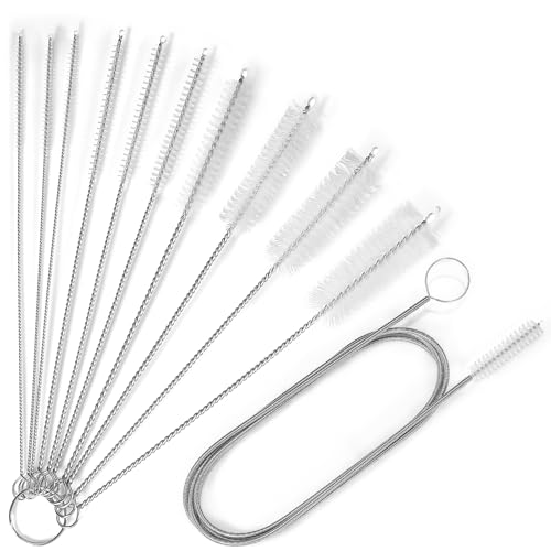 Ixiaoyoo 11 Pcs Cleaning Brushes Set, 8 Inch + 60 Inch Cleaner Brushes - color: 8 Inch + 60 Inch White