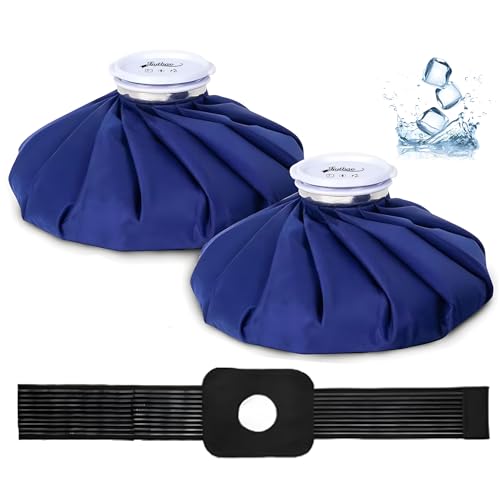 Ice Pack, Ice Bags for Injuries Reusable with Support Wrap, 11" Ice Bags Hot Water Bag for Hot & Cold Therapy and Pain Relief, No-Leak Elastic Breathable Ice Bag, Size 11", Blue - style: 3 Sets