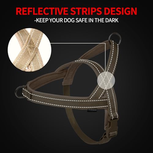 No Pull Dog Harness & 5FT Leash Set with Car Seatbelt Clip,Brown,S - color: Reflective-Brown, size: S:Belly Chest-19.2''-23.4''