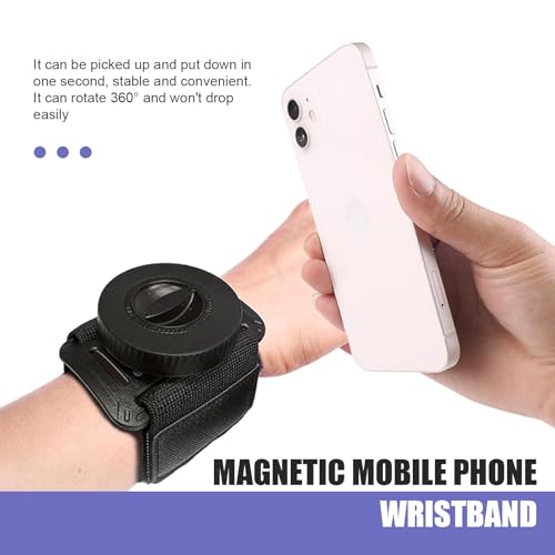 Wristband Phone Holder, Adjustable Suction Navigation Arm Strap, Breathable Detachable Sports Forearm Armband Mount, Outdoor Accessory for Biking Walking Jogging (Black)