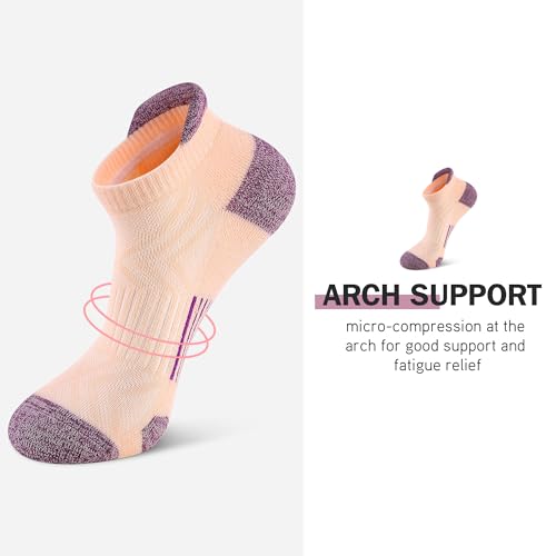 Felicigeely Athletic Running Ankle Socks Cushioned Low Cut Men Women 6 Pack - color: Bright Color, size: 9-12