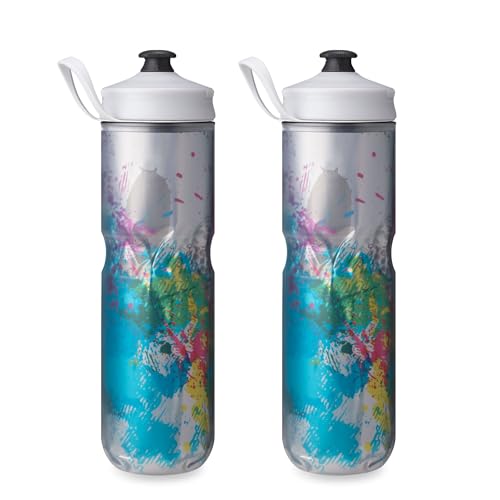 HydraPak Polar Sport Insulated Water Bottle 2-Pack (24oz, Splash Multi) - color: Splash Multi, style: 24oz/700ml (2-Pack)