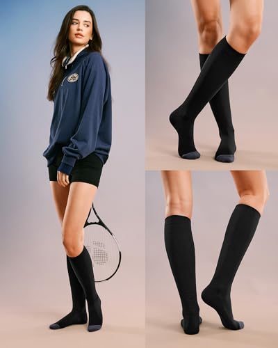 FITRELL 15-20mmHg Compression Socks for Women & Men 4 Pairs - color: Black*4, size: Small-Medium