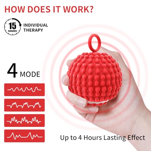 Physical Vibration Therapy Ball, Presents Gifts for Women,Rechargeable Vibrating Massage Ball 4-Speed Mode, Hand Therapy Balls, Relief Hand Tremors (Parkinson), Stress Relief