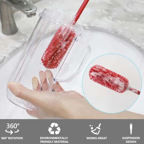 Silicone Bottle Brush, 15.7" Water Bottle Cleaner Brush, Red - color: Long Red