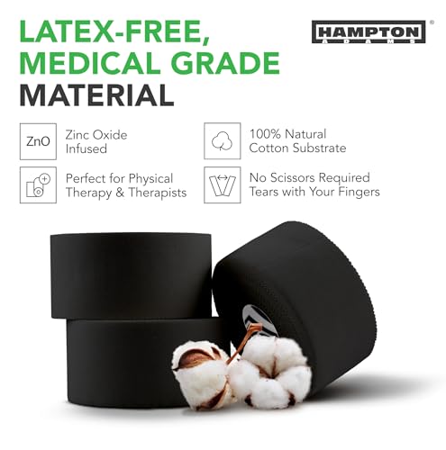 Hampton Adams Athletic Sports Tape, Very Strong, Easy Tear, No Residue - color: Black (1.5 Inch)
