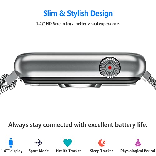 FITVII Slim Fitness Tracker with Blood Oxygen, Blood Pressure, 24/7 Heart Rate and Sleep Tracking, IP68 Waterproof Activity Trackers and Smart Watches with Step Tracker, Pedometer for Women Men - color: Silver