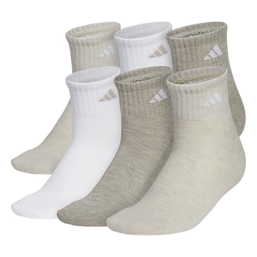 adidas Women's Athletic Cushioned Quarter Ankle Socks 6 Pairs - color: Alumina Beige/White/Wonder Beige
