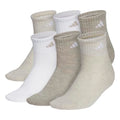 adidas Women's Athletic Cushioned Quarter Ankle Socks 6 Pairs - color: Alumina Beige/White/Wonder Beige