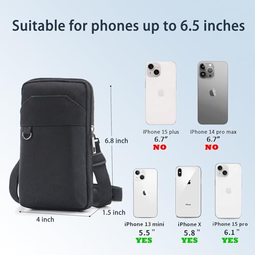 Travel Cell Phone Pouch Belt Pouch, Phone Holster Crossbody Bag with Shoulder Strap for iPhone Case Holder for Hand with Neck Lanyard Smartphone Walking Passport Wallet (Black B) - color: Black B
