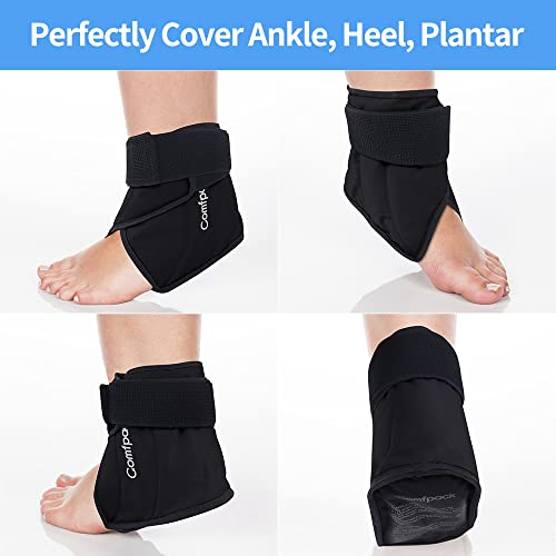 Comfpack Ankle Ice Pack Wrap for Swelling, FSA Eligible, 2 Pack - color: Black-2 Pack
