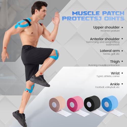 Kinesiology Tape (2 Rolls) - Waterproof, Breathable, Hypoallergenic - Ideal for Muscle Support and Injury Recovery, 2 Inches x 16 Feet (Skin) - color: Skin