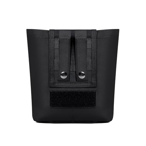 TACNEX Folding Dump Pouch for Duty/Battle/Range Belt Roll Up MOLLE Magazine Drop Pouch Drawstring Open Mag/Tool Recovery Waist Bag Utility Storage Pack for Hunting Shooting - color: Black