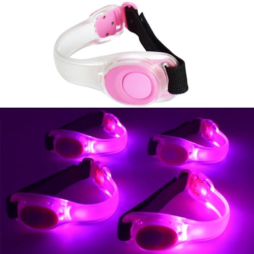 Premium LED Light Up Armband, Reflective Adjustable Wearable Silicone Running Belt Strap/Waterproof Glow in The Dark for Running Jogging Walking Cycling Concert Camping Outdoor Sports - color: Pink - 2 Packs