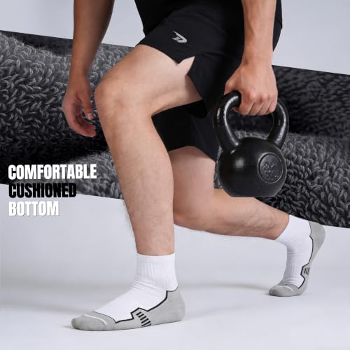 Men's Cushioned Ankle Socks, Athletic Running Gym Socks 6 Pairs - color: 6 Pairs White, size: 10-13