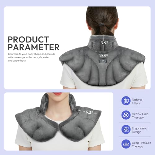 Microwavable Heat Pad for Neck and Shoulders, Warm Compress Wrap, Grey - color: Heat Pad01 -Grey