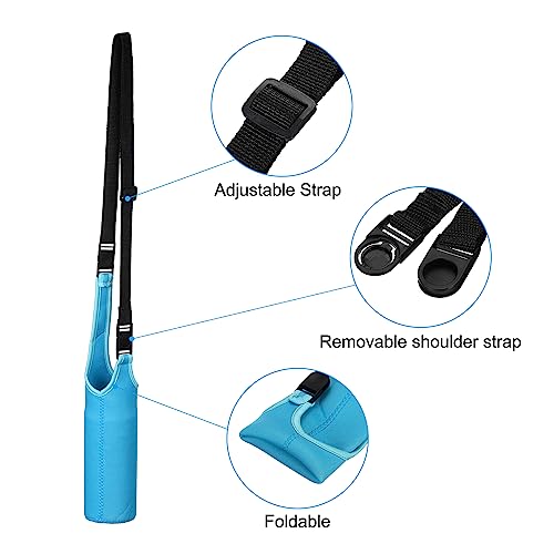 PATIKIL Water Bottle Sling Bag, Neoprene Portable Insulated Bottle Holder Carrier with Removable Adjustable Shoulder Straps - color: Blue