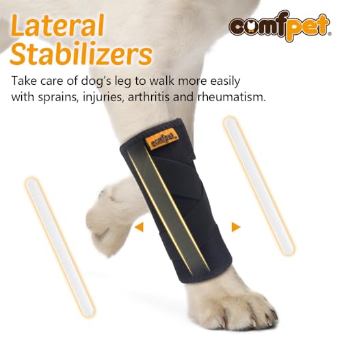 Dog Front Leg Brace, Dog Leg Support Wrap & Plastic Bar Stabilizers - size: M