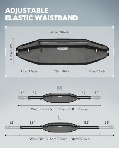 WATERFLY Running Belt Slim Breathable Back Pad 4-Pocket Runners Pouch - color: Dark Gray, size: Medium