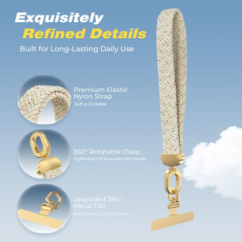 Stretchy Phone Wrist Strap, with 360° Rotatable Metal Tab - color: Stone Speckled