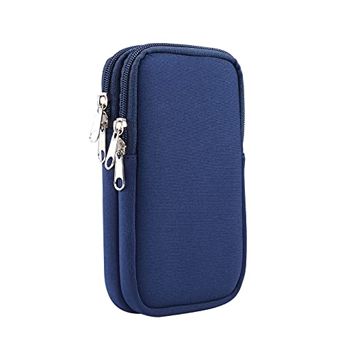 Dual Layer Universal Neoprene Cell Phone Sleeve, Zip Wallet Belt Loop Holster for iPhone 17 16 15 14 13 12 11 Pro Max Samsung Galaxy A17 16 S26 Ultra Google Pixel 10 Pro XL OnePlus 15 (Blue) - color: Blue