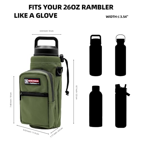 NATURE PIONEOR 26-128 oz Insulated Water Bottle Carrier Holder with Strap - color: Green, size: 18-26oz