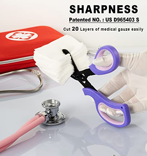 MEUUT Medical Scissors 2-Pack Trauma Shears for Nurses All Purpose Scissors - color: Purple+purple-2