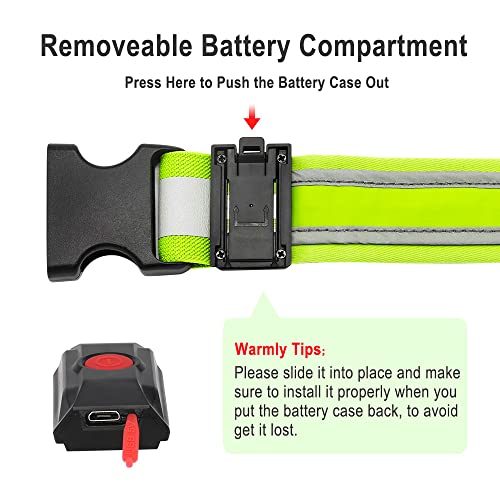 BSEEN LED Running Waist Belt - USB Rechargeable Reflective Glowing LED Waistband, Flashing Safety Light Belt for Runners, Joggers, Walkers, Pet Owners, Cyclists - color: Neon Green