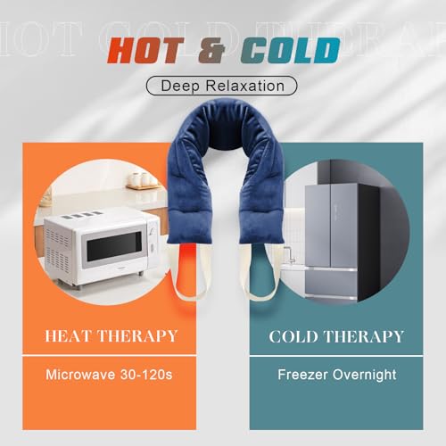 UNCN Heating Pad for Neck Shoulders & Back Microwavable Wrap Lavender Scent - color: Navy Blue