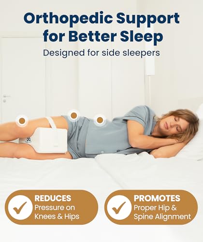Everlasting Comfort Memory Foam Knee Pillow for Side Sleepers – Sciatica Pain Relief Pillow, Removable Strap Support – Leg Pillows for Sleeping Alignment, Knees, Back & Hip Cushion - size: Standard
