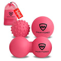 Hard Massage Ball Set - Lacrosse, Peanut, Spiky Ball (Medium Firm) with Carry Bag & eBook Guides - for Trigger Point, Muscle Physical Therapy, Myofascial Release, Deep Tissue Pressure
