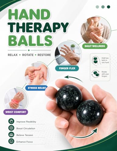 2 PCS Baoding Balls for Hand Therapy Meditation Balls Black - color: Obsidian Black Marble