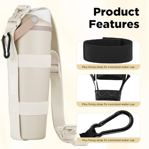 EasyAcc Water Bottle Holder Strap Sling, for Owala FreeSip 24 32 40 oz, Hydro Flask, Cirkul, Yeti, Stanley Flip, Universal Water Bottles, with Carabiner, for Walking Curise Travel (Bottle Excluded) - color: Lightly Toasted