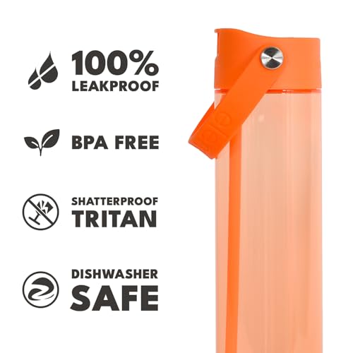 Elemental Splash 26oz 2-Pack Tritan Plastic Reusable Water Bottles w/Strap - color: Key Lime & Orange, size: 26 Ounces