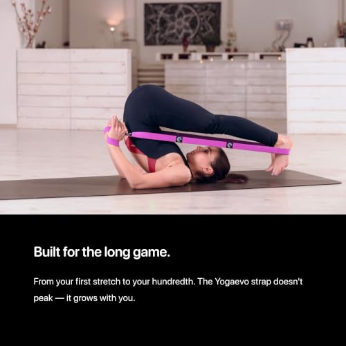 Yogaevo Elastic Stretching Strap With Loops For Physical Therapy - color: Purple