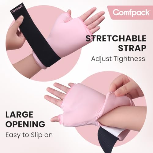 Comfpack Hand Ice Pack Glove for Arthritis Pain Relief, Wrist Ice Pack Wrap for Carpal Tunnel, Reusable Gel Cooling Glove for Tenosynovitis, Swelling, Surgery, Tendonitis - style: Pink
